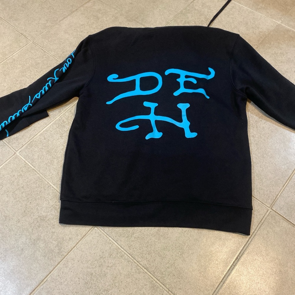 Ed Hardy Black Sweater with Vibrant Blue Design